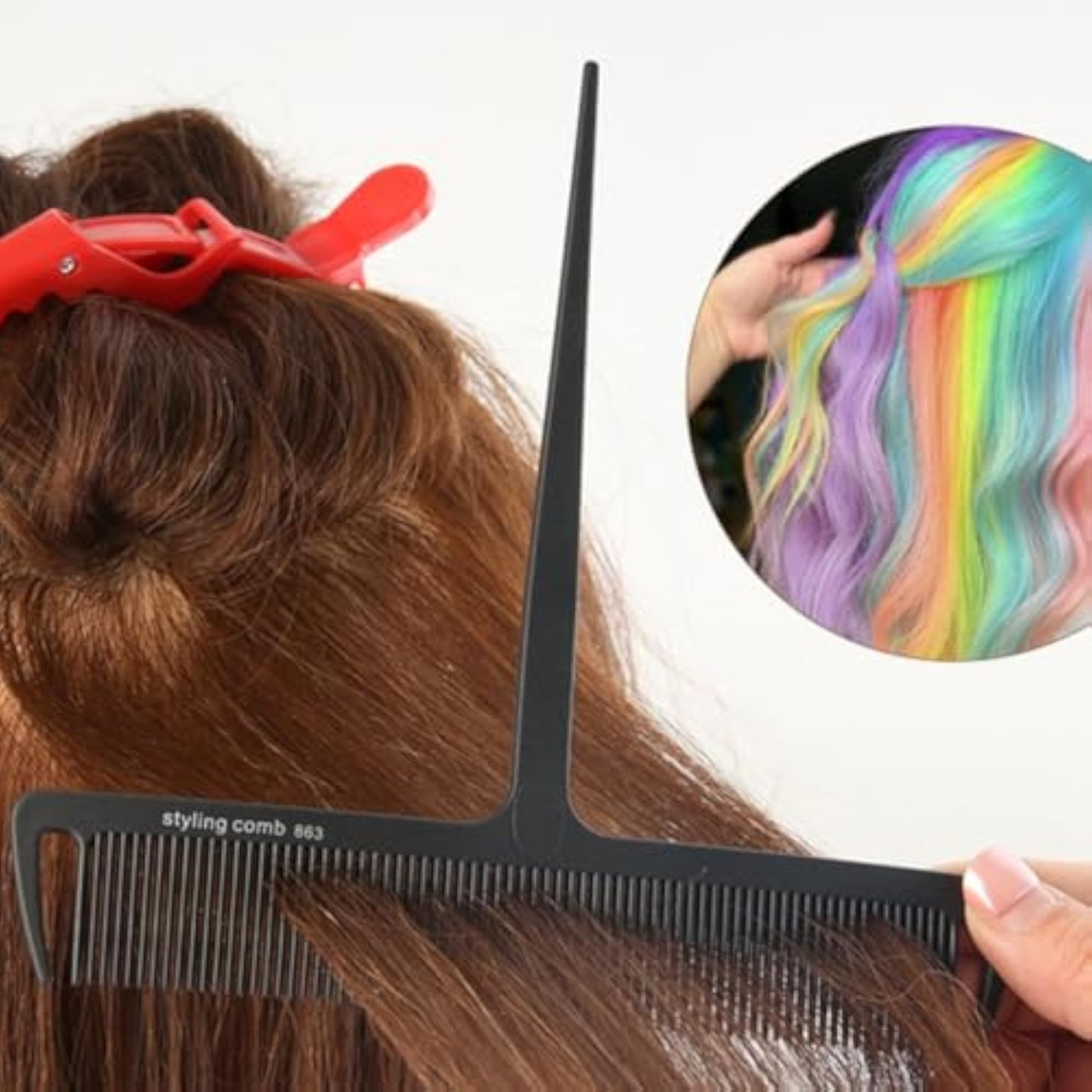 Fine Teeth Balayage Comb with Anti-Slip Grip, Grey